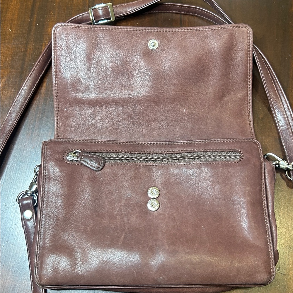 Derek Alexander Leather Crossbody Handbag Half Flap Organizer - Picture 4 of 16